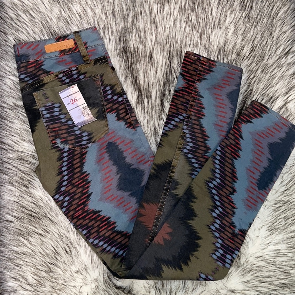 NWT Anthropologie Sanctuary The Charmer IKAT Print Denim Size 26